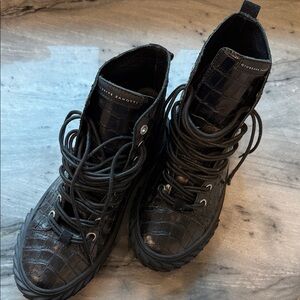 Giuseppe Zanotti Black Croc-Embossed High-Top Sneakers